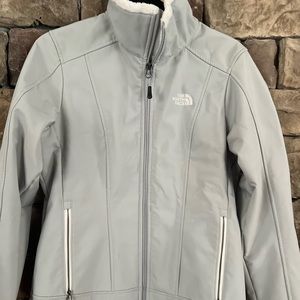 North Face fleece lined gray weather proof jacket.